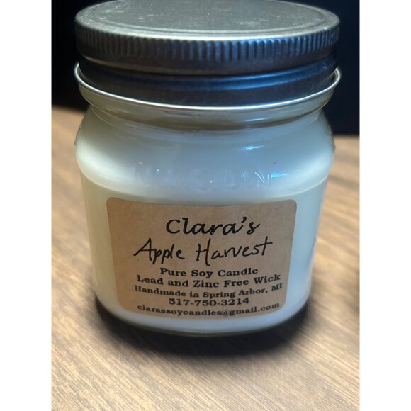 Claras Candle Co Soy Candles Lavender 16 oz & Apple Harvest 8 oz Handmade USA - Picture 3 of 6